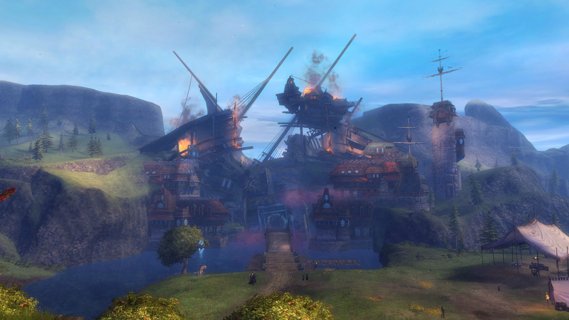 Lion's Arch entrance from Gendarran Fields after Scarlet's invasion